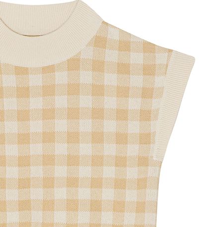 Monsieur Mini Weste - Strick - Gingham - Moos/Offwhite
