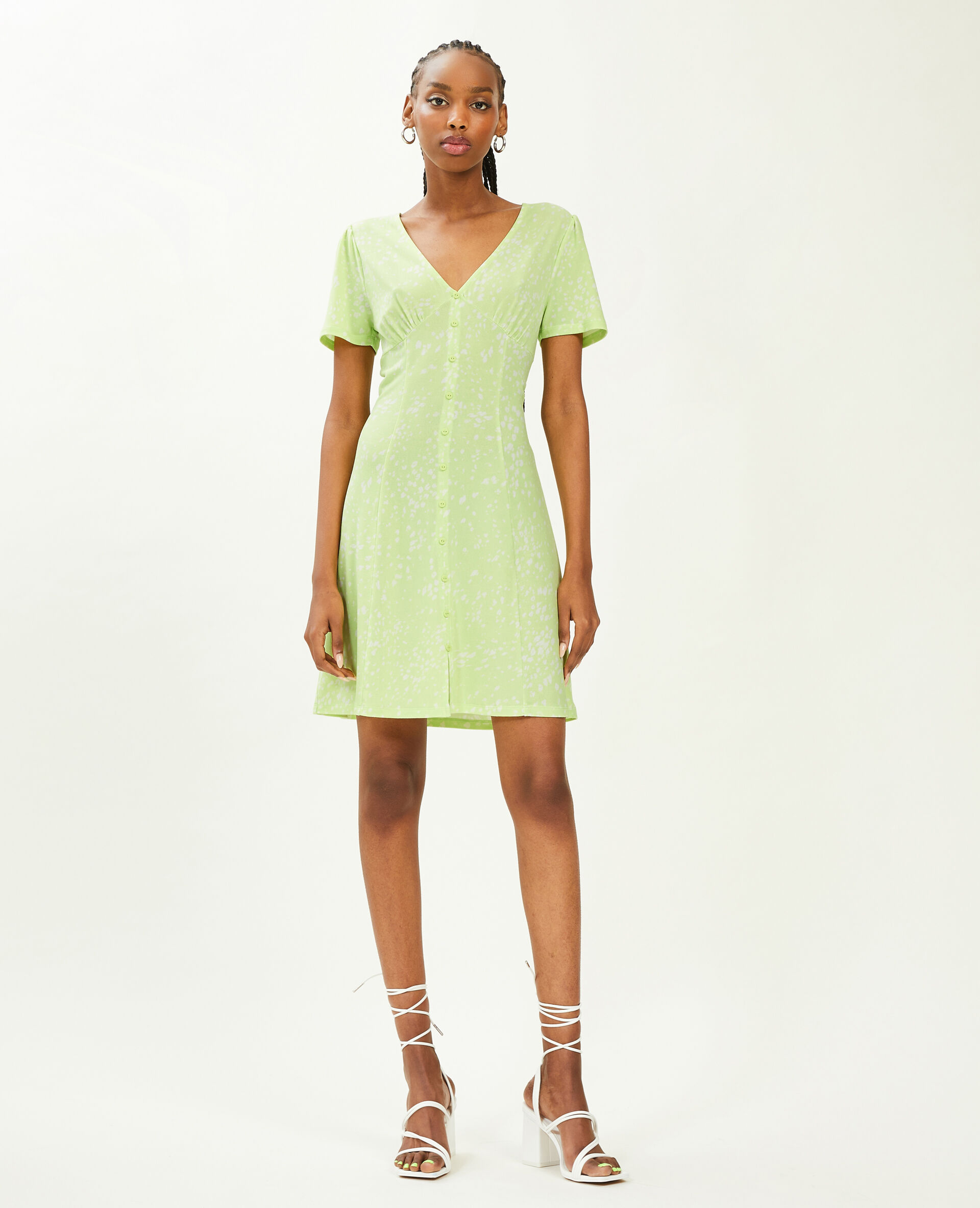 Robe courte avec boutons - Vert