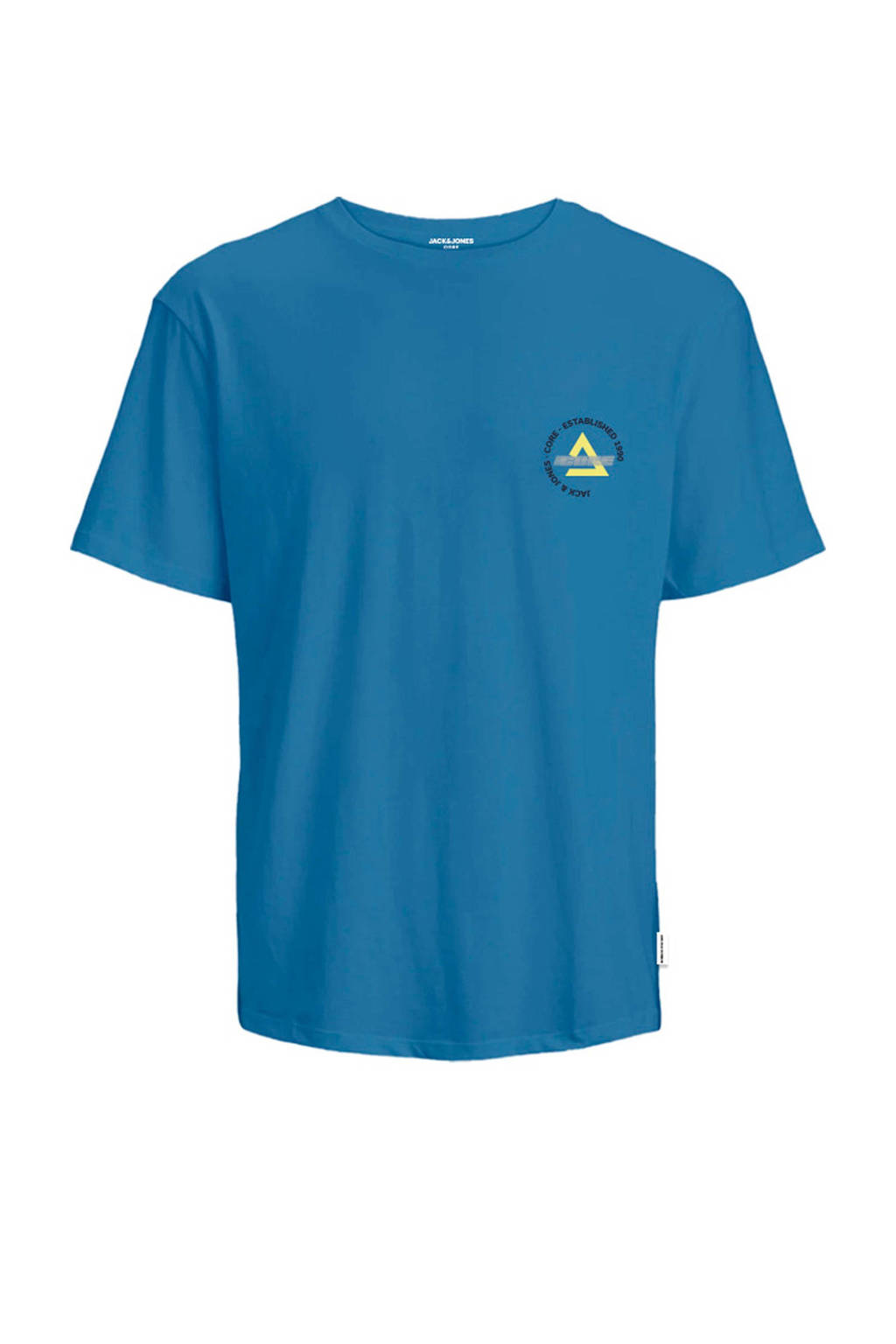 JACK & JONES T-shirt JCOFAST met printopdruk blauw
