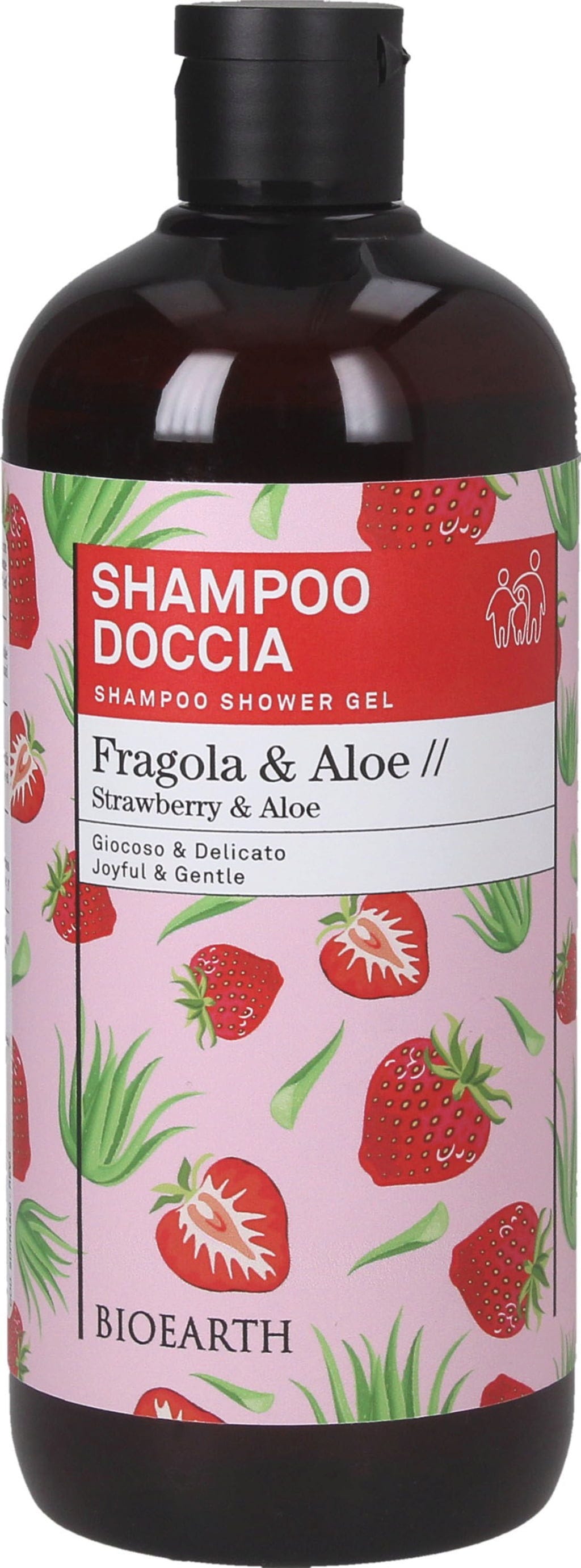 BIOEARTH  Family 2in1 Shampoo & Duschgel Erdbeere & Aloe, 500 ml