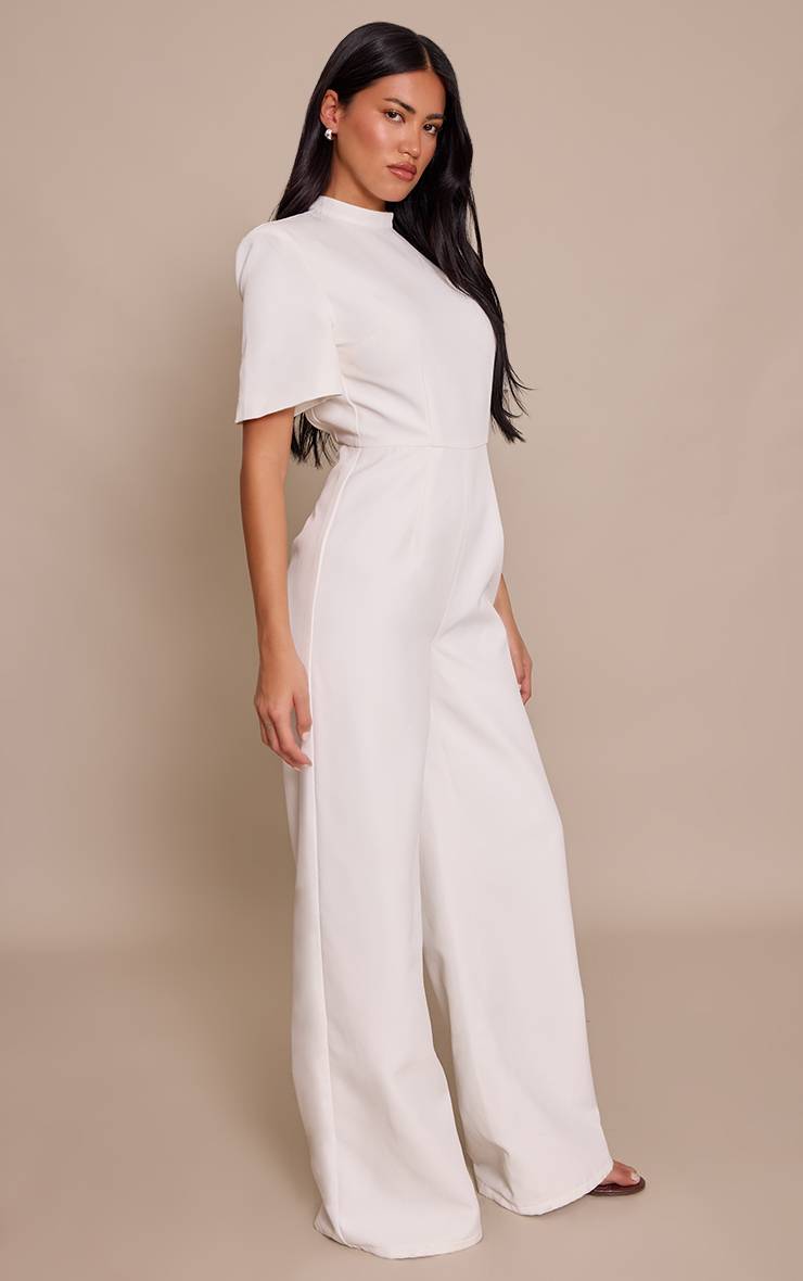 Blanc Combinaison-pantalon Ajustée À Manches Courtes
