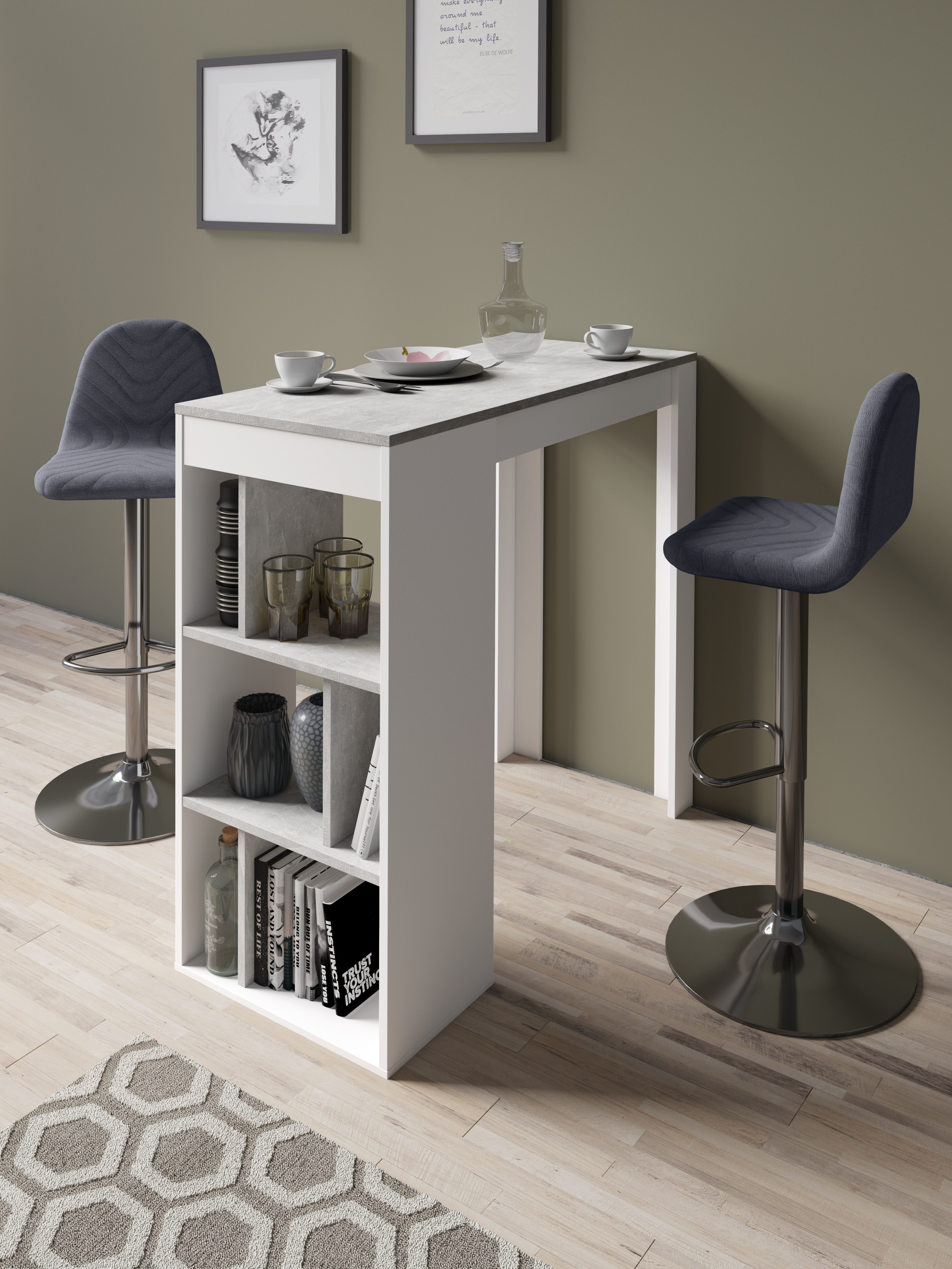 byLIVING Barhocker CASINO, 2-er Set, Webstoffbezug anthrazit, Gestell chrom