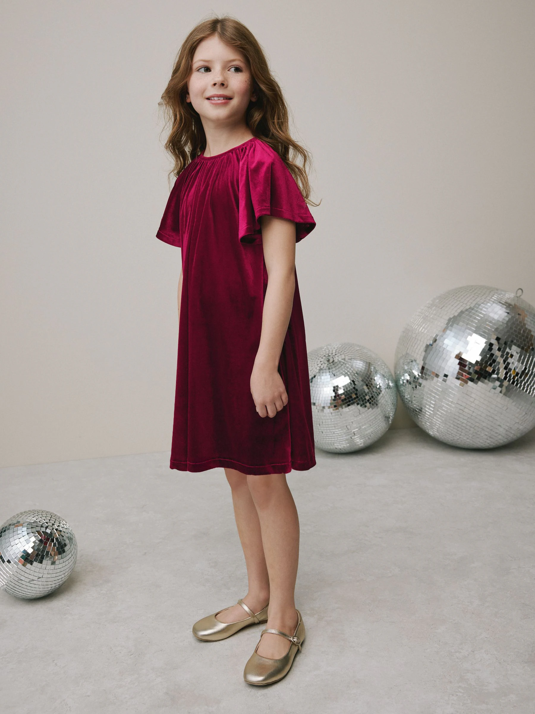 Rood - Velvet Dress (3-16yrs)