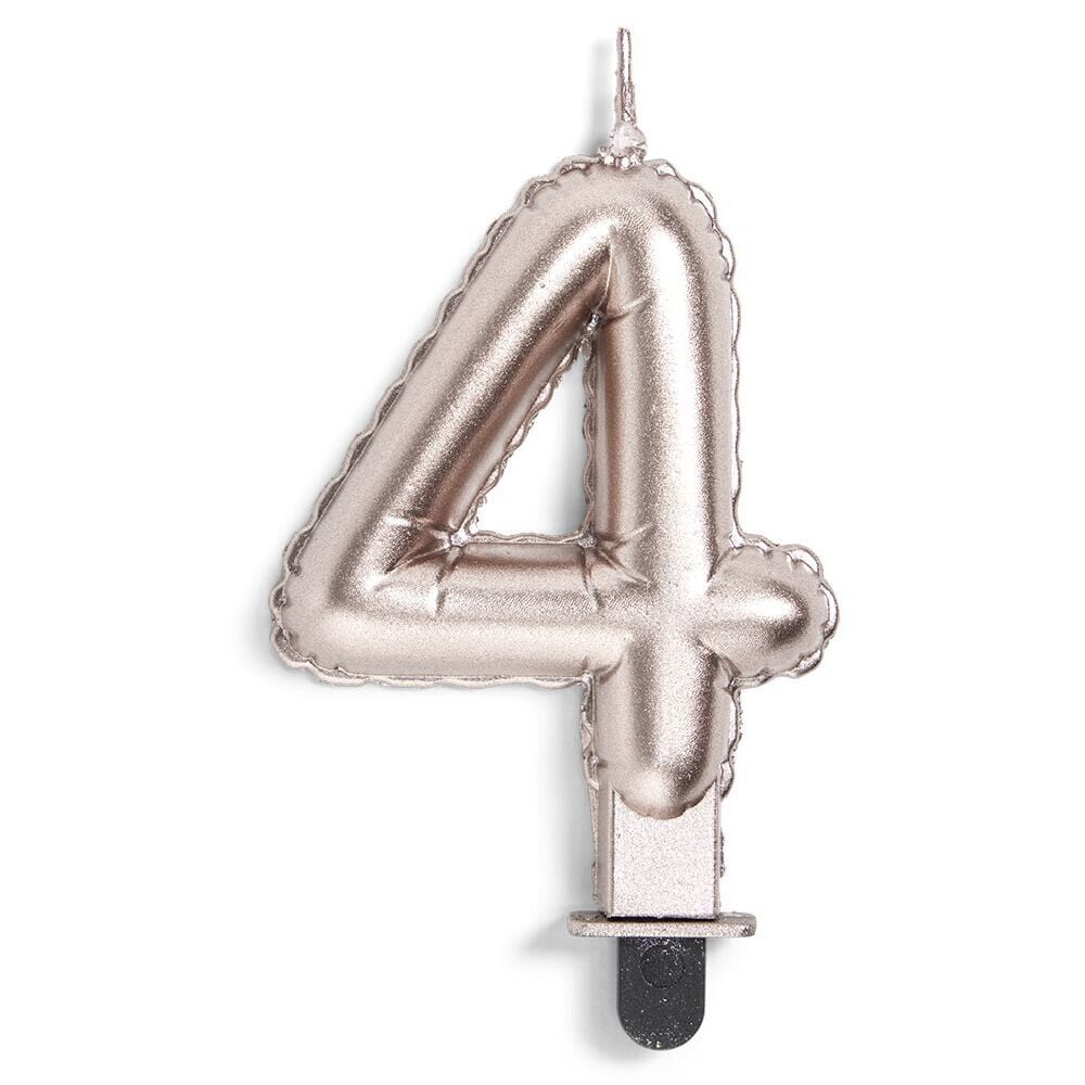 Bougie anniversaire chiffre 4 rose gold
