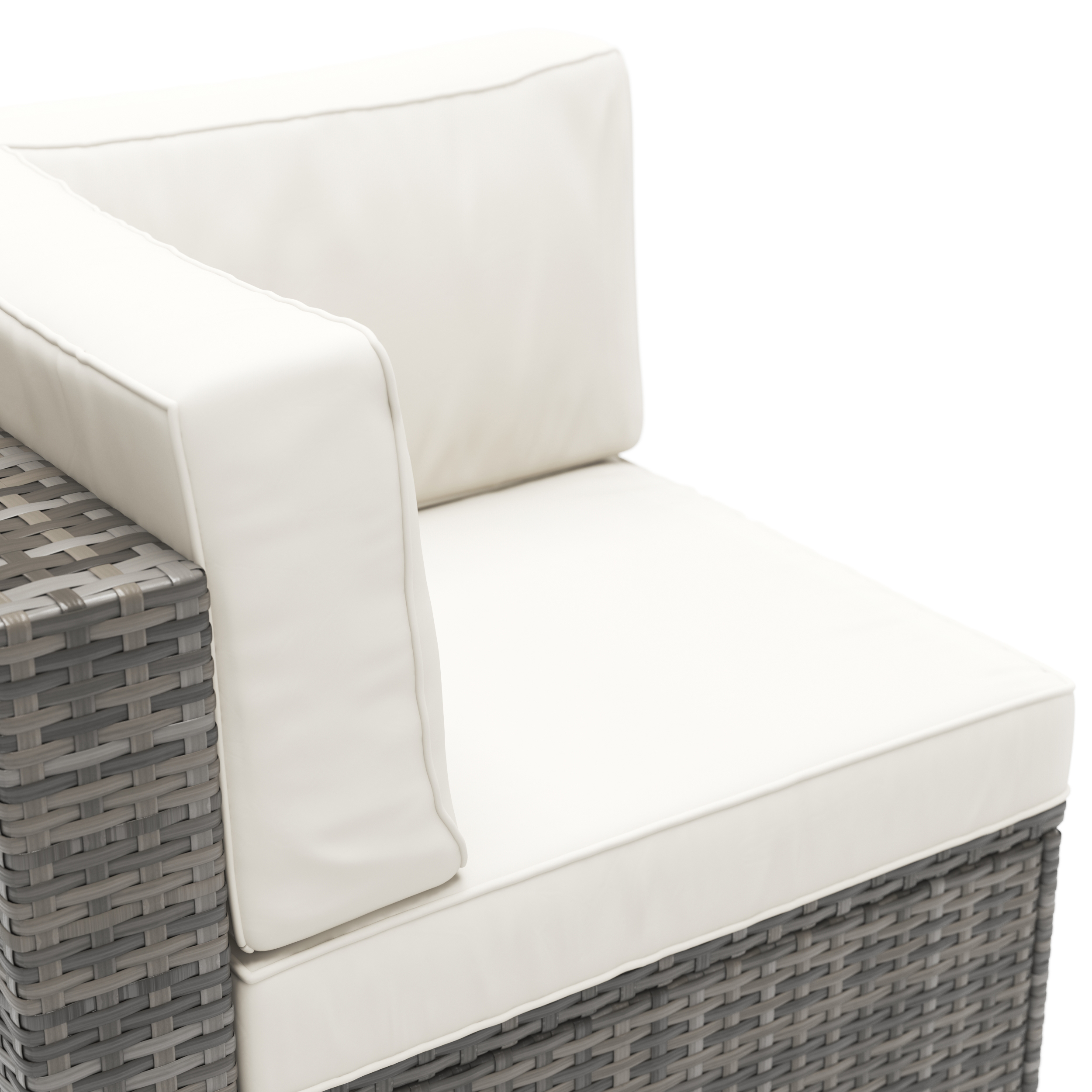 Eckteil Rattanlounge KRETA grau/weiss