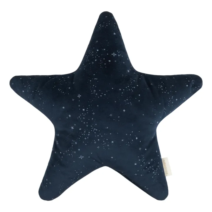 Nobodinoz Coussin Etoile en velours | Bleu nuit