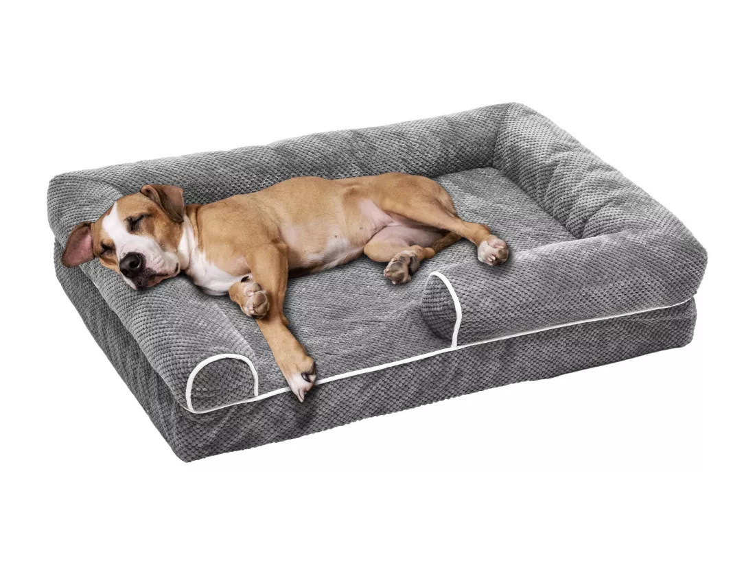 YITAHOME Panier - Moyen Chien - Gris - Dehoussable - Orthopédique - lit Chien - Matelas Lavable - 89x63cm