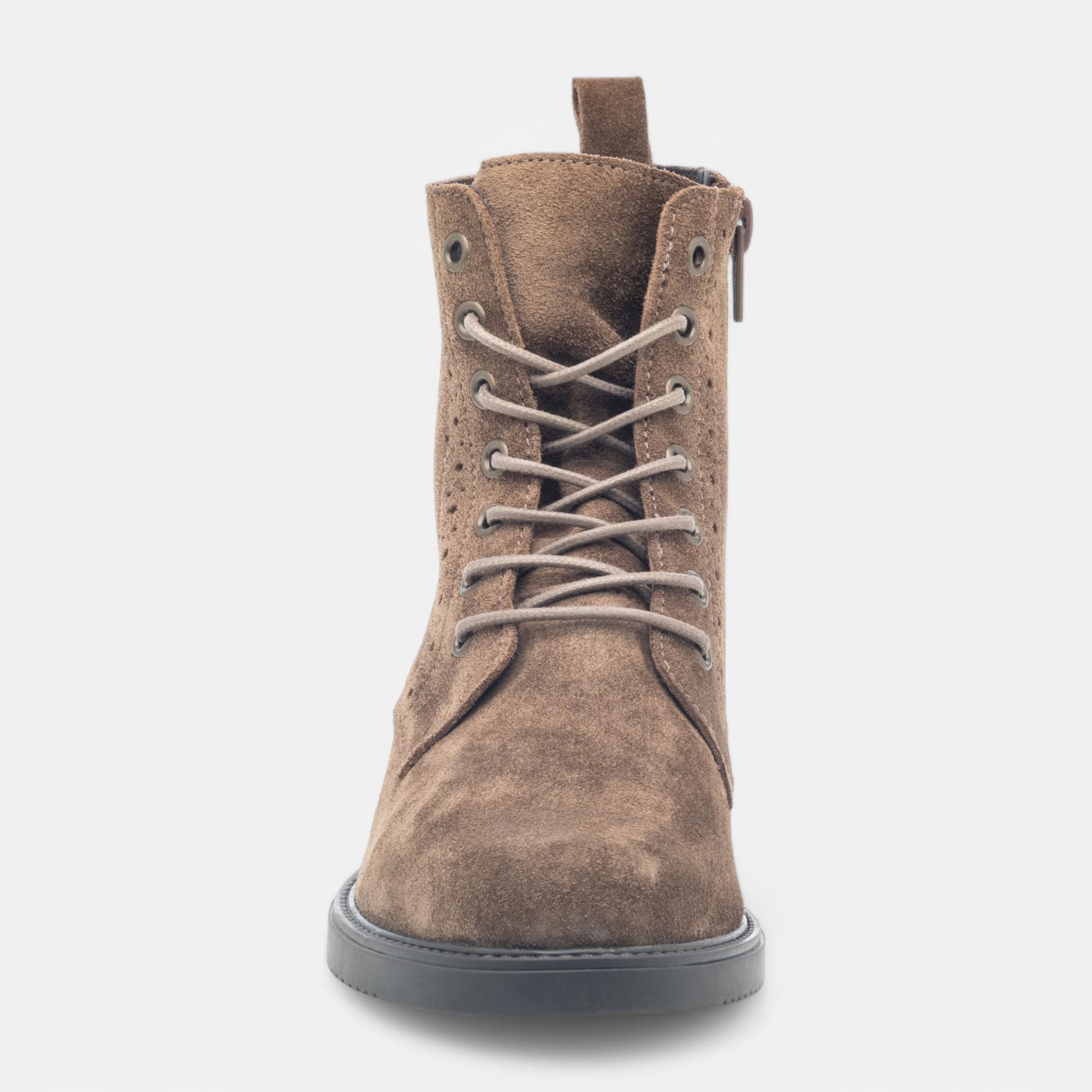 Bottines à lacets Femme en cuir taupe