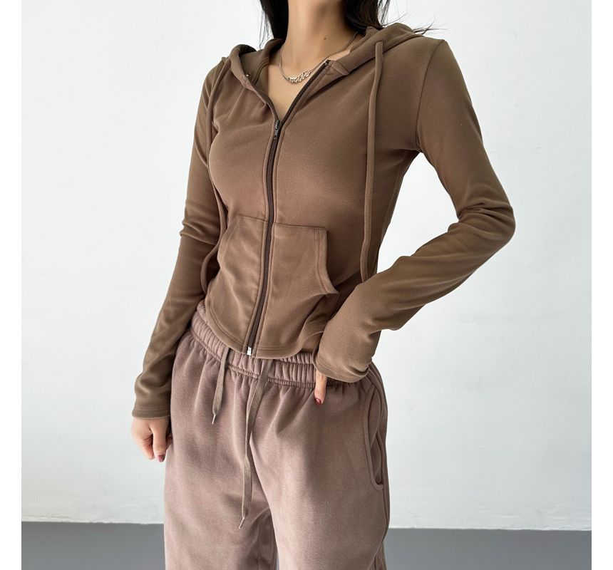 Tiny House - Effen cropped hoodie met rits