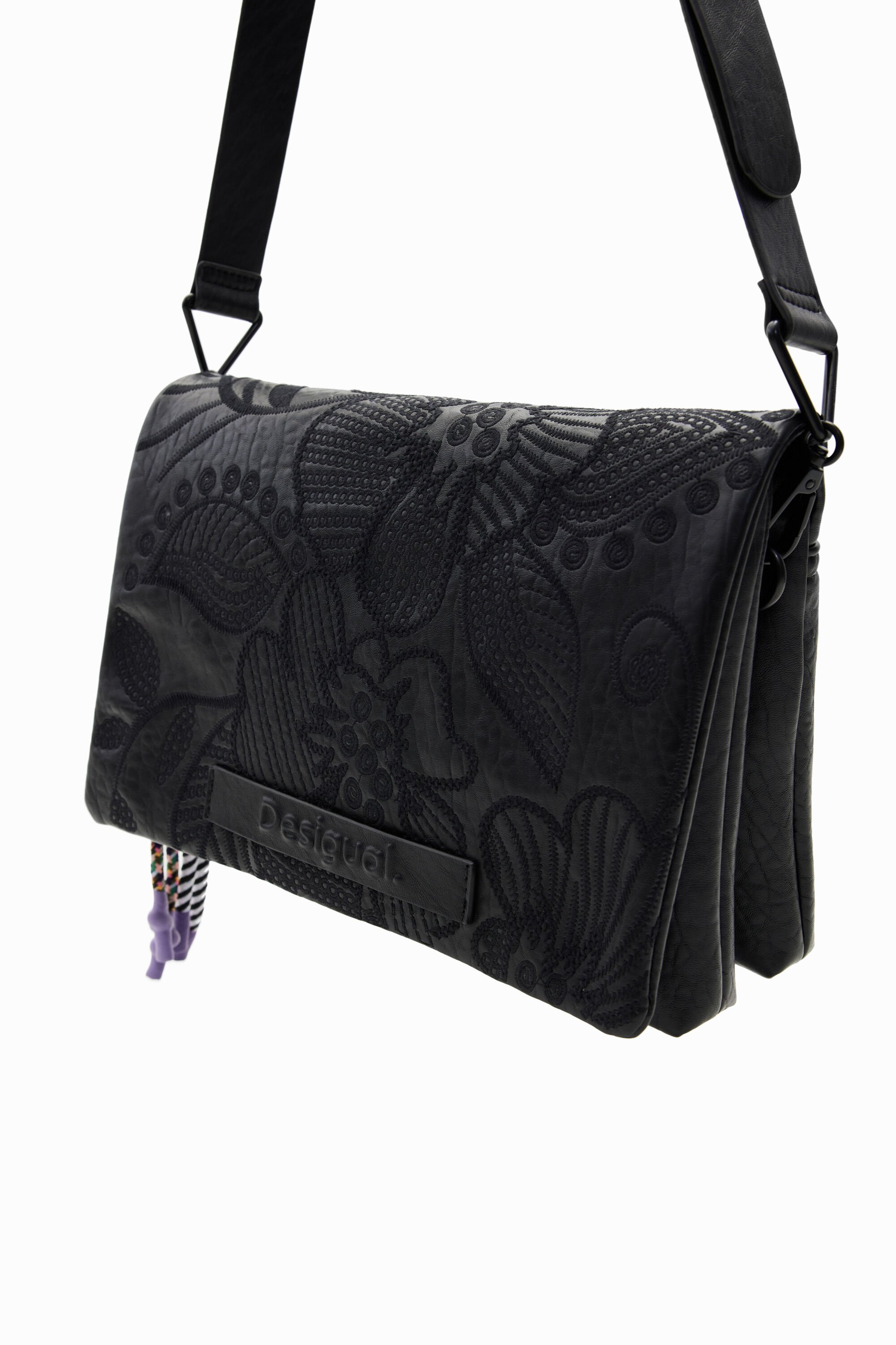 Sac à bandoulière moyen broderie fleurs