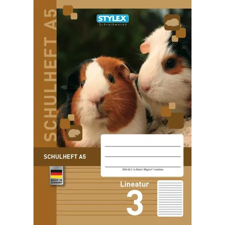 Stylex Schulheft Hamster 3. Schuljahr, DIN A5, Lineatur 3, liniert