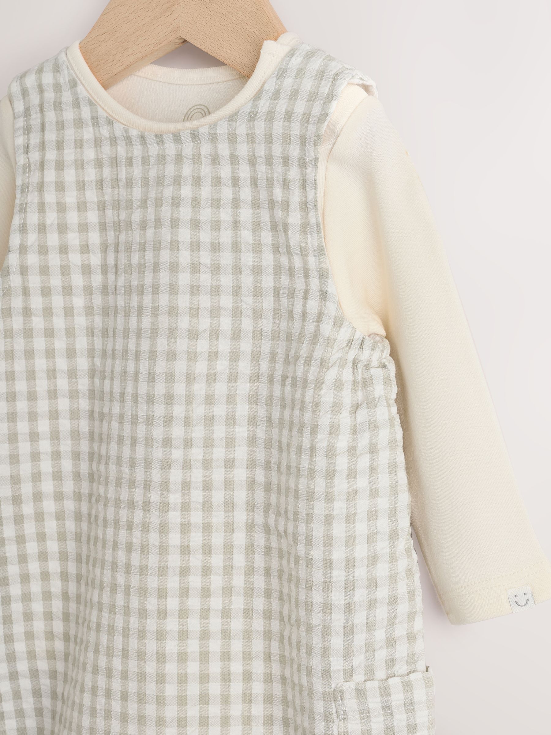 Groen geruit - Geweven bretelbroeken en bodysuit babyset (0mnd -2jr)