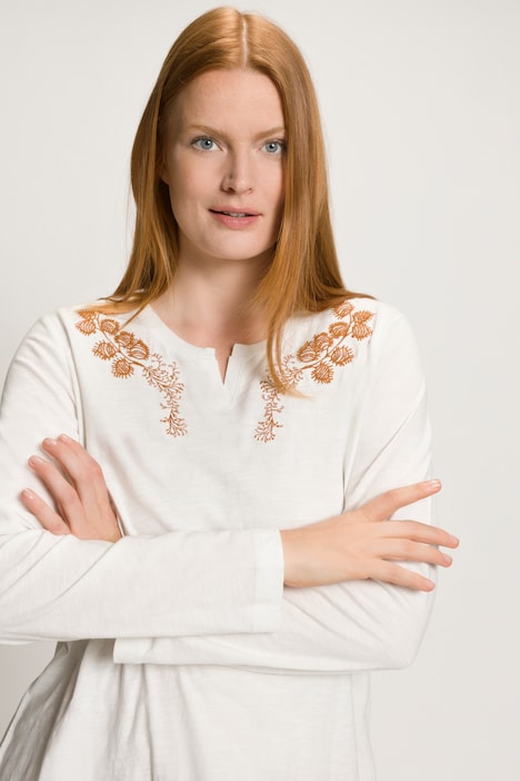 Shirt, Tunika-Ausschnitt, Langarm, Biobaumwolle