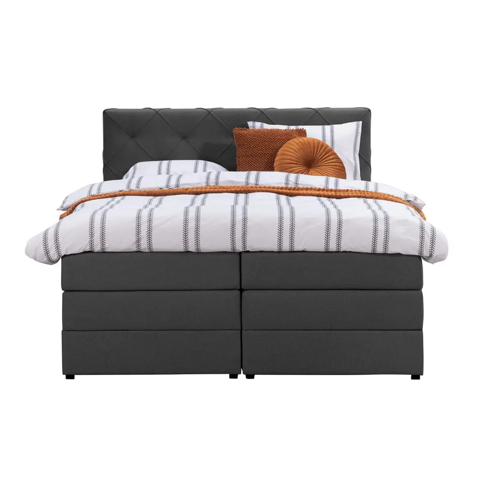 Boxspring met opbergruimte Liv geruit - antraciet - 140x200 cm