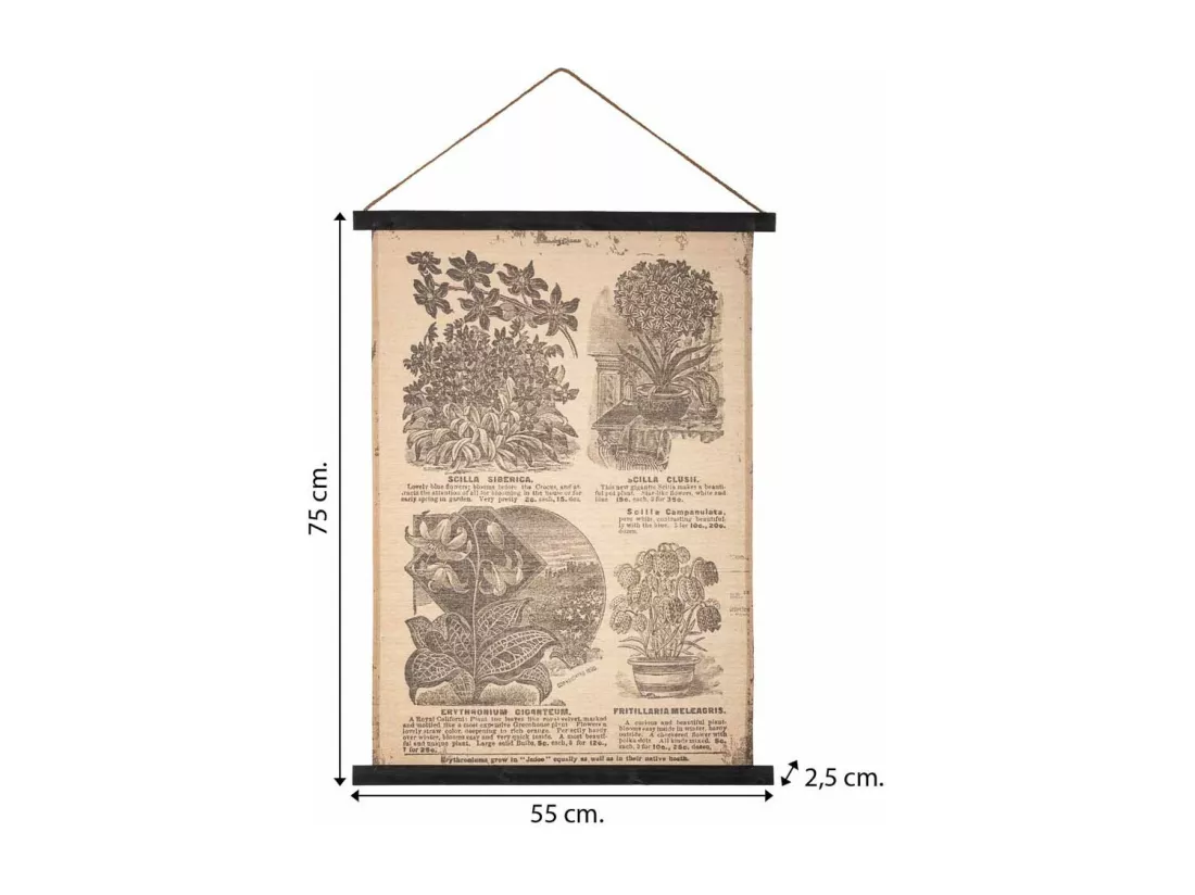 Toile parchemin imprimée sur tissu 55x75x2,5h