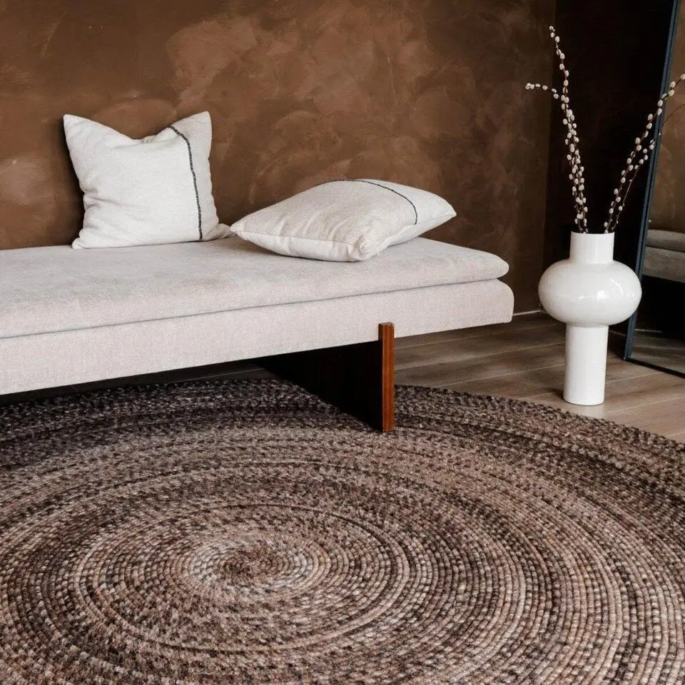 Interieur05 rond vloerkleed Gapo donkerbruin - 220 x 220 cm