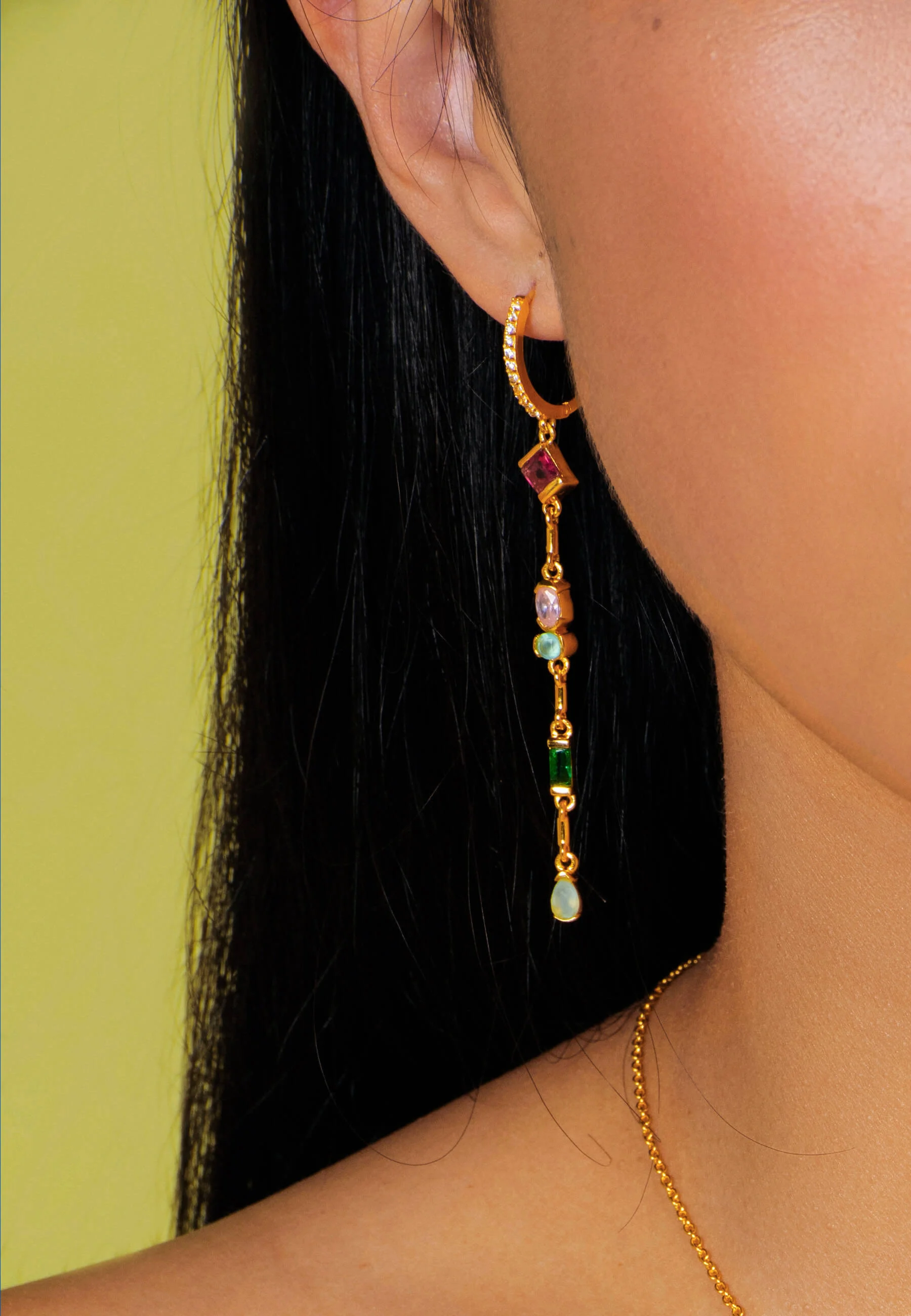 MYSTERE - Boucles d'oreilles créoles avec pendentif | Multicolore