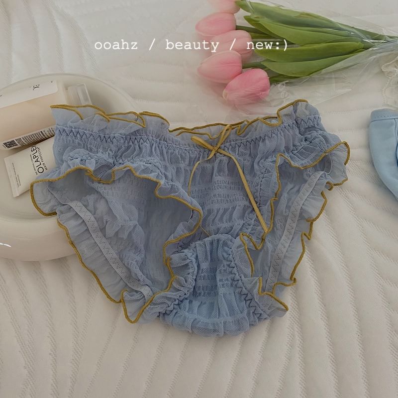 Fenmo - Mesh panty met strik en ruches