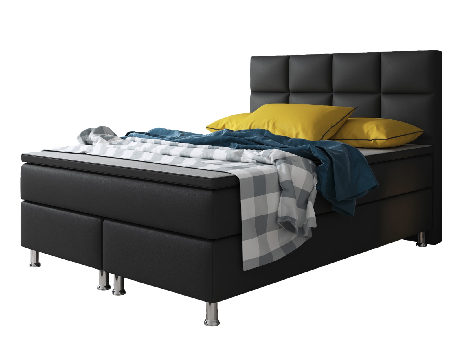 Inter Handels Boxspringbett Miami 140x200 cm schwarz