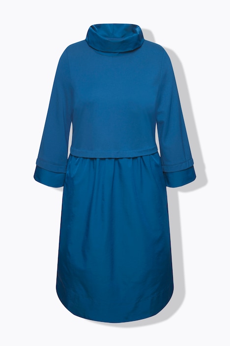 Kleid, Lagenoptik, A-Linie, weiter Kragen, 3/4-Arm