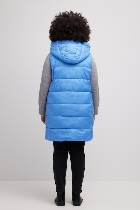 HYPRAR Long-Steppweste, seitliche Zipper, Stehkragen