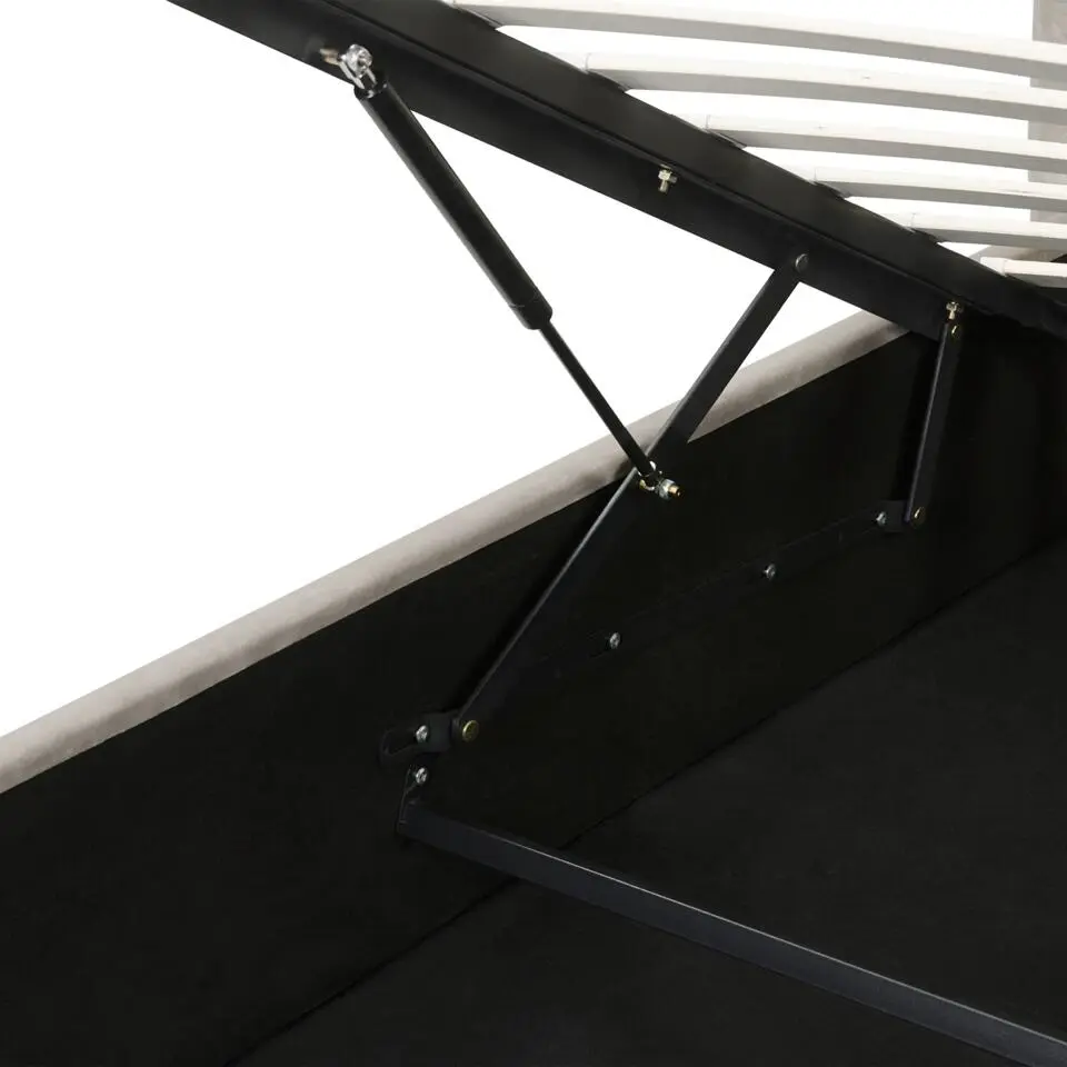 LAVAUR - Bed met opbergruimte - Taupe - 180 x 200 cm - Fluweel