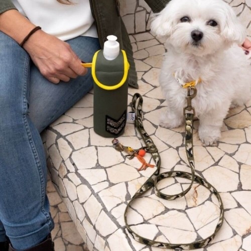 Coleira para cães Lucky Grey Camouflage, cor cáqui
