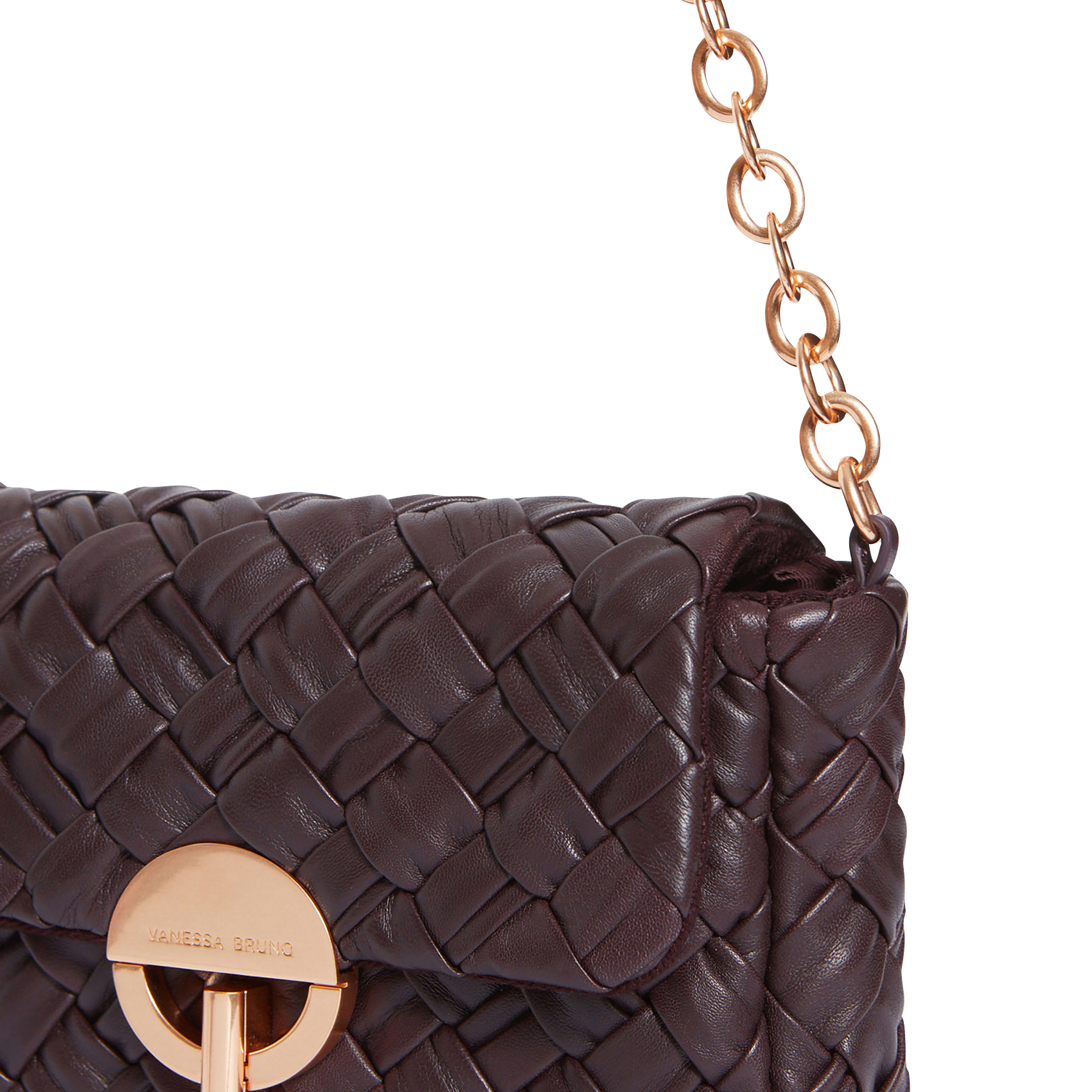 NANO MOON - Sac bandoulière en cuir tressé | Marron