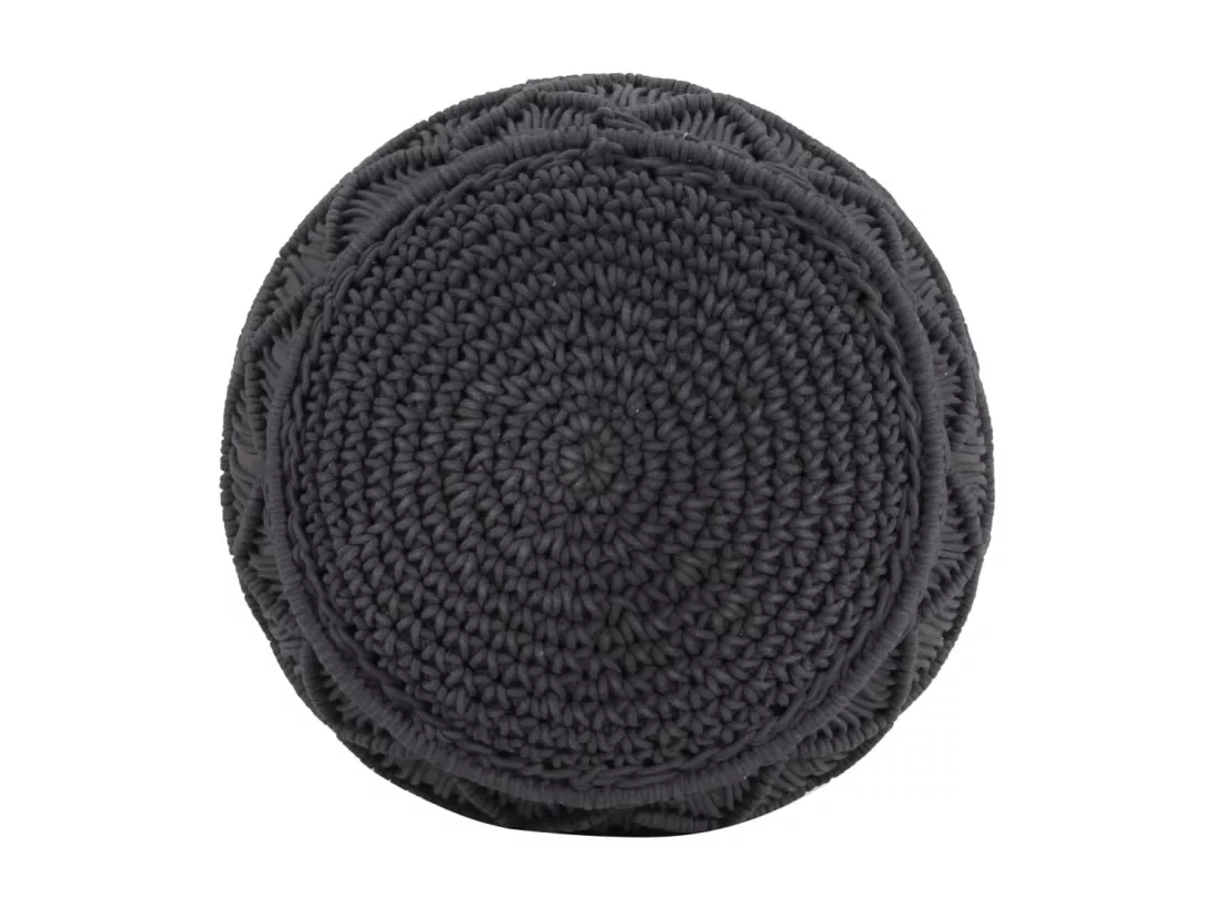 Pouf fait à la main en macramé Anthracite 45x30 cm Coton