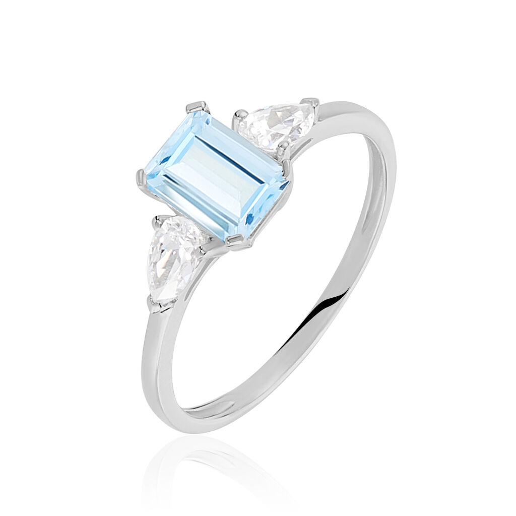 Bague Medyna Or Blanc Topaze Et Oxyde De Zirconium