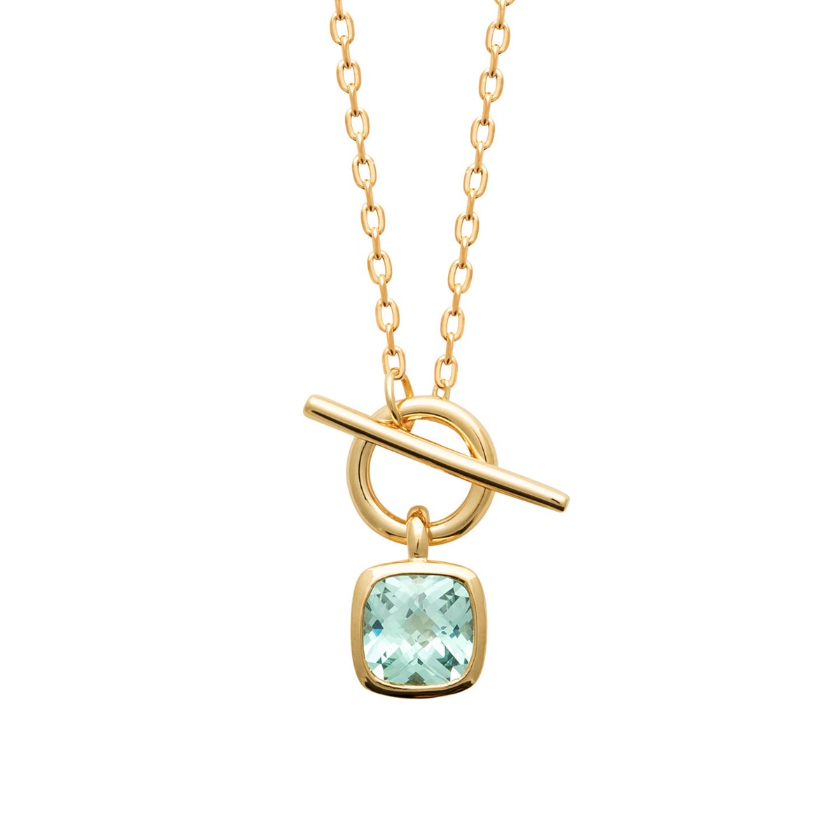Collier Brillaxis plaqué or anneau barré OZ vert