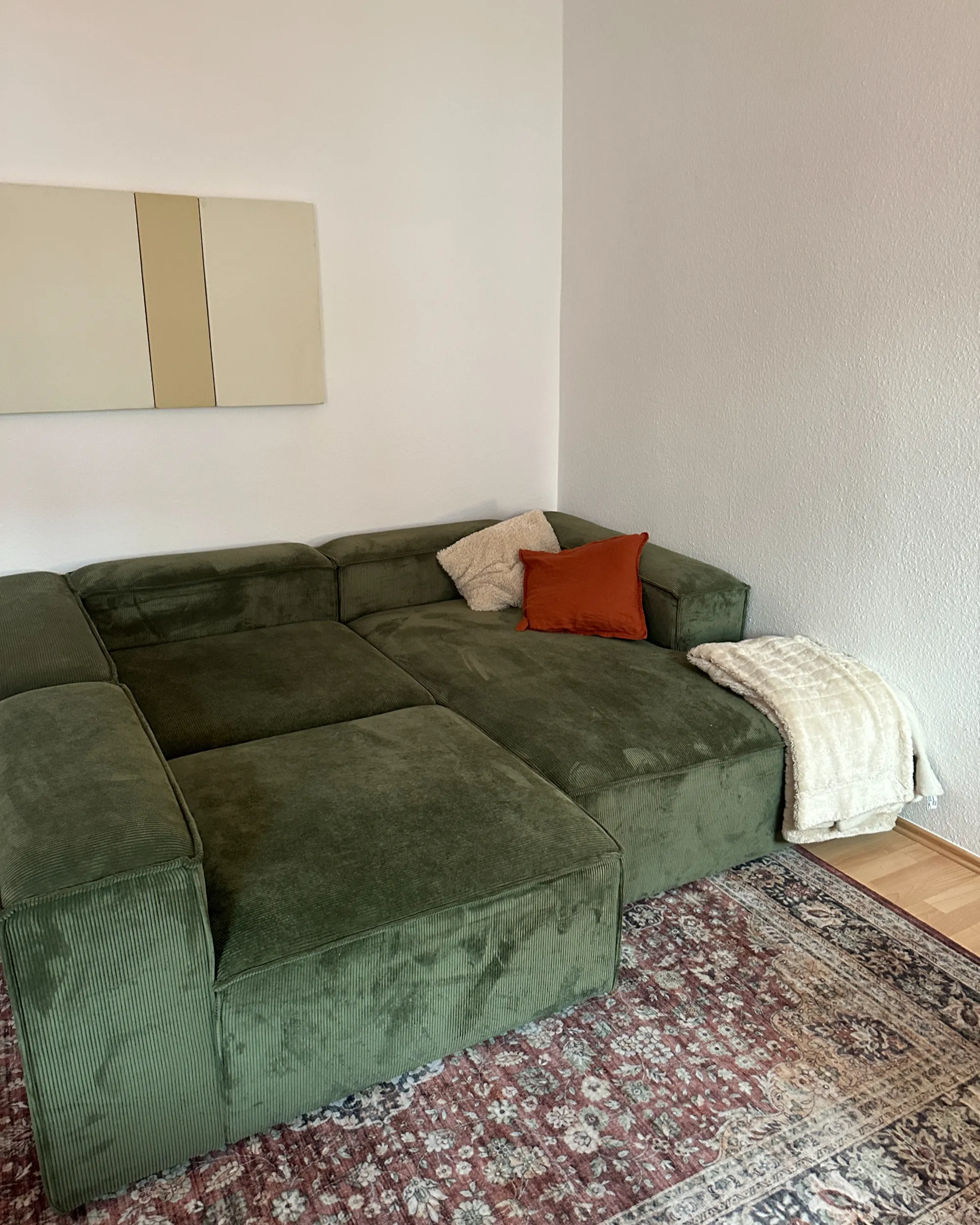 Modulaire hoekbank 4-zits ARDAL Corduroy Groen linkszijdig