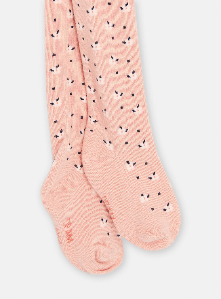 Collants rose thé à imprimé fleuri pour bébé fille