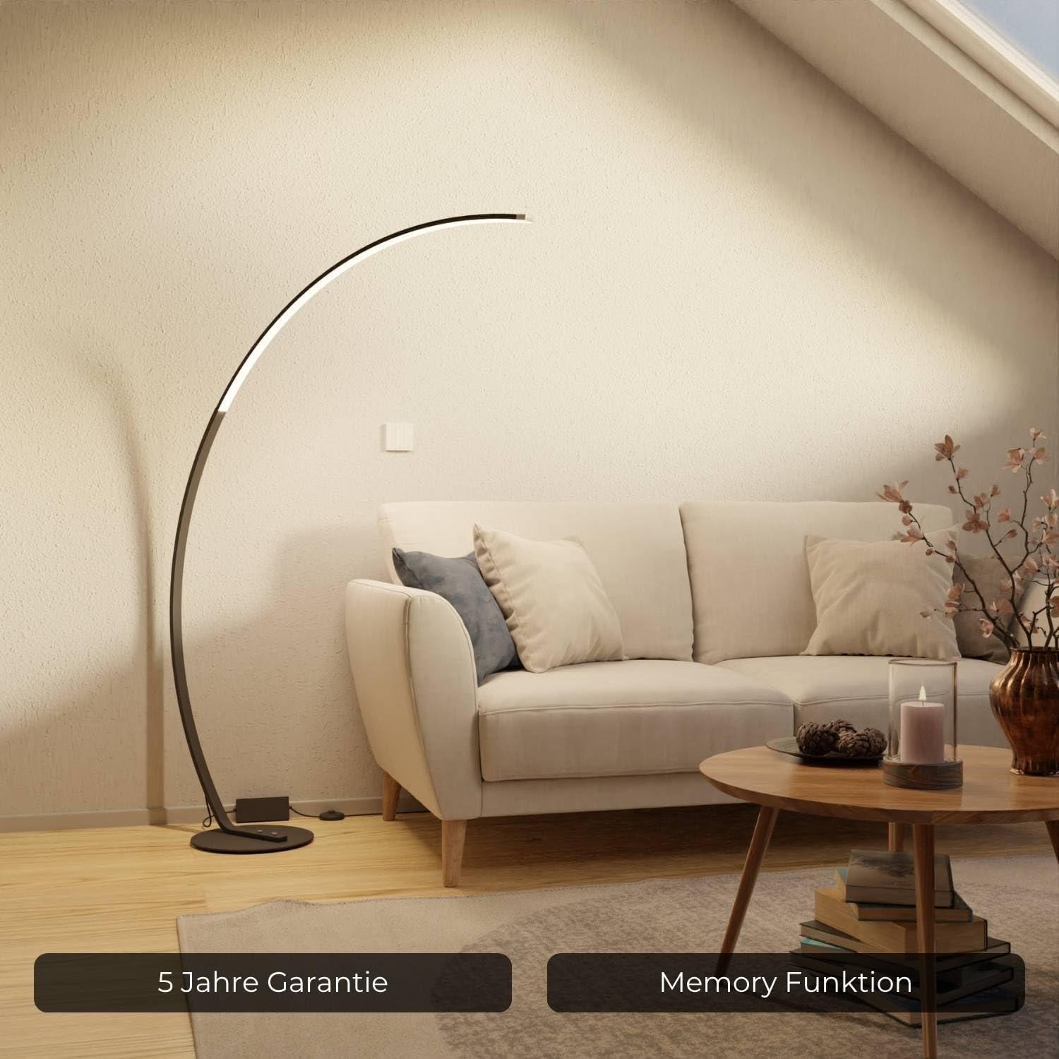 Stehlampe Bogenlampe 'Mavea' dimmbar LED Wohn & Schlafzimmer Bogenleuchte Leselampe Bogenstehlampe Smart Home Amazon Alexa Google Home Tuya