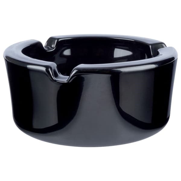 Elegant rundt askebeger i sort glass for hjem og hage
