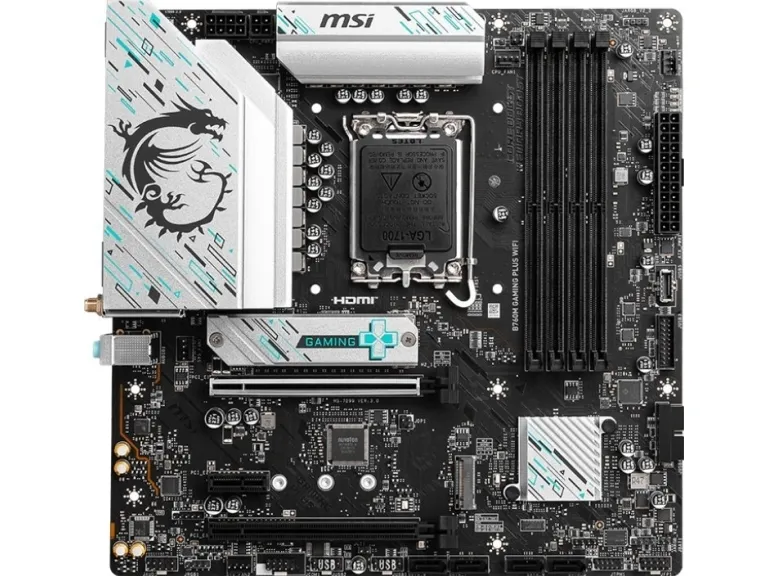 MSI B760M GAMING PLUS WIFI - Bundkort - micro ATX - LGA1700 sokkel - B760 Chipset - USB 3.2 Gen 1, USB 3.2 Gen 2, USB-C 3.2 Gen 1 - 2.5 Gigabit LAN, Wi-Fi 6E, Bluetooth - onboard grafik (CPU påkrævet) - HD Audio (8-kanaler)