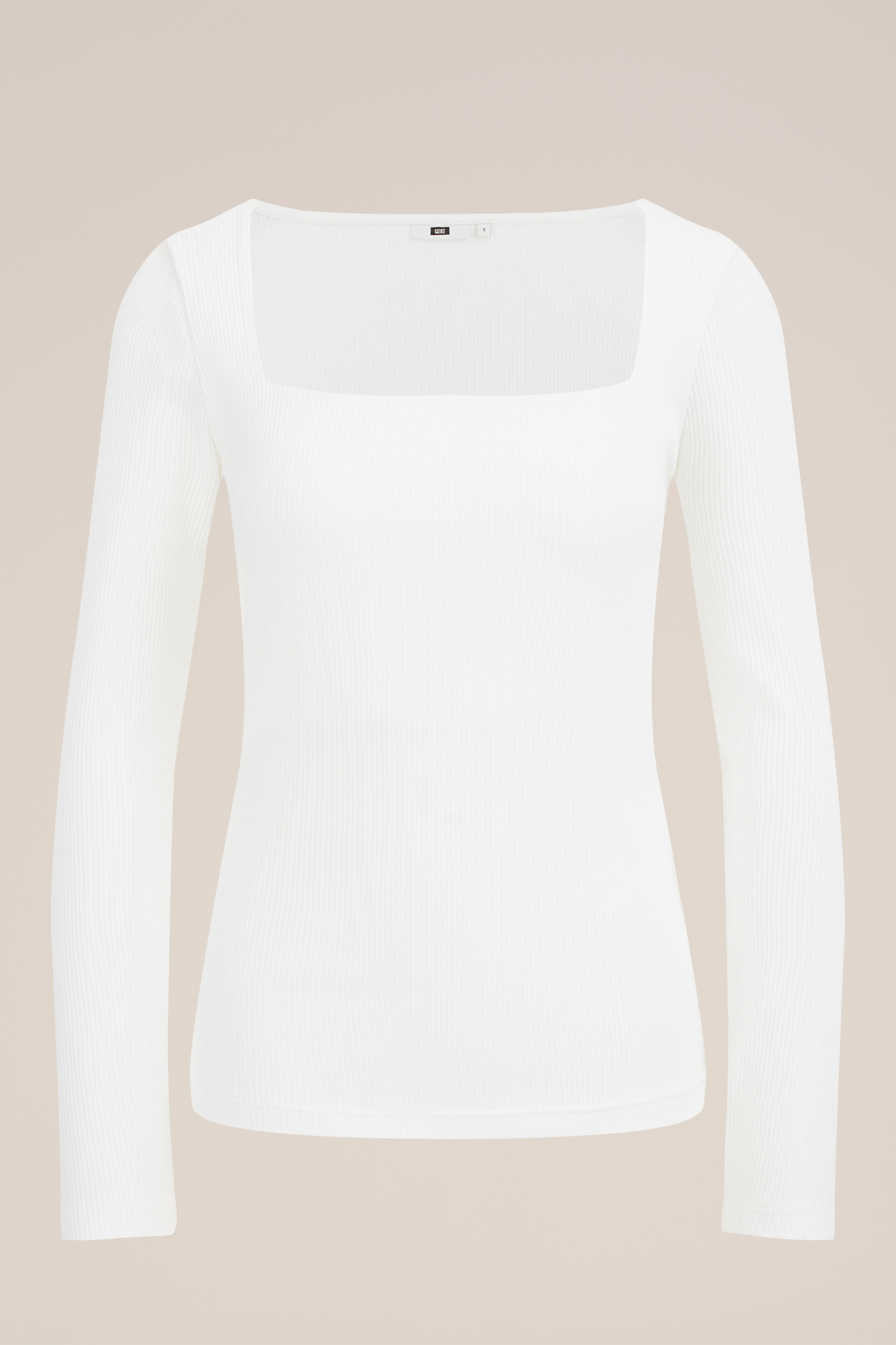 T-shirt van ribstof WE Fashion Wit