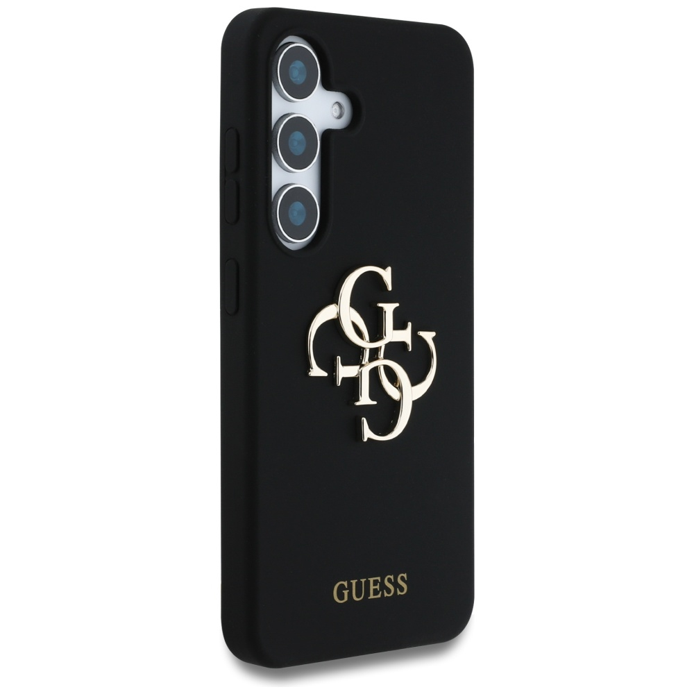 Samsung Galaxy S25 Silikon Hardcase Hülle Big 4G Logo Bottom Script (GUHCS25SS4SMDK) - Schwarz / Gold