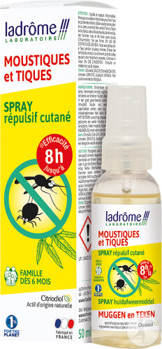 Ladrôme Spray Répulsif Cutané Moustiques Et Tiques Flacon 50ml