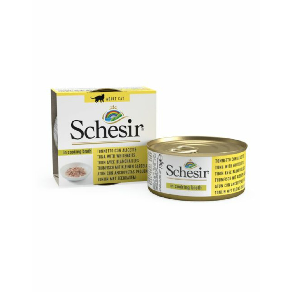 14x Schesir Kattenvoer Gekookte Tonijn en Witvis70 gr