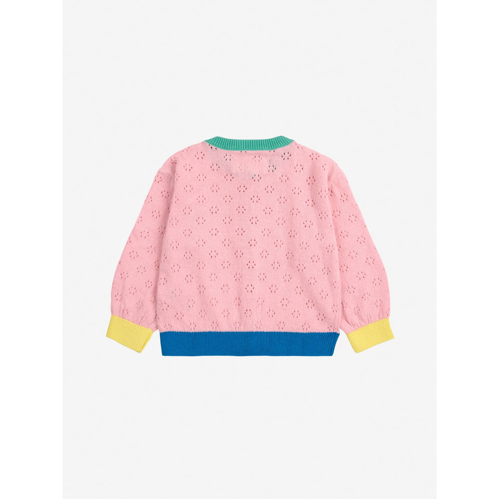 Køb Bobo Choses Lys Pink Farve Block Open Work Cardigan