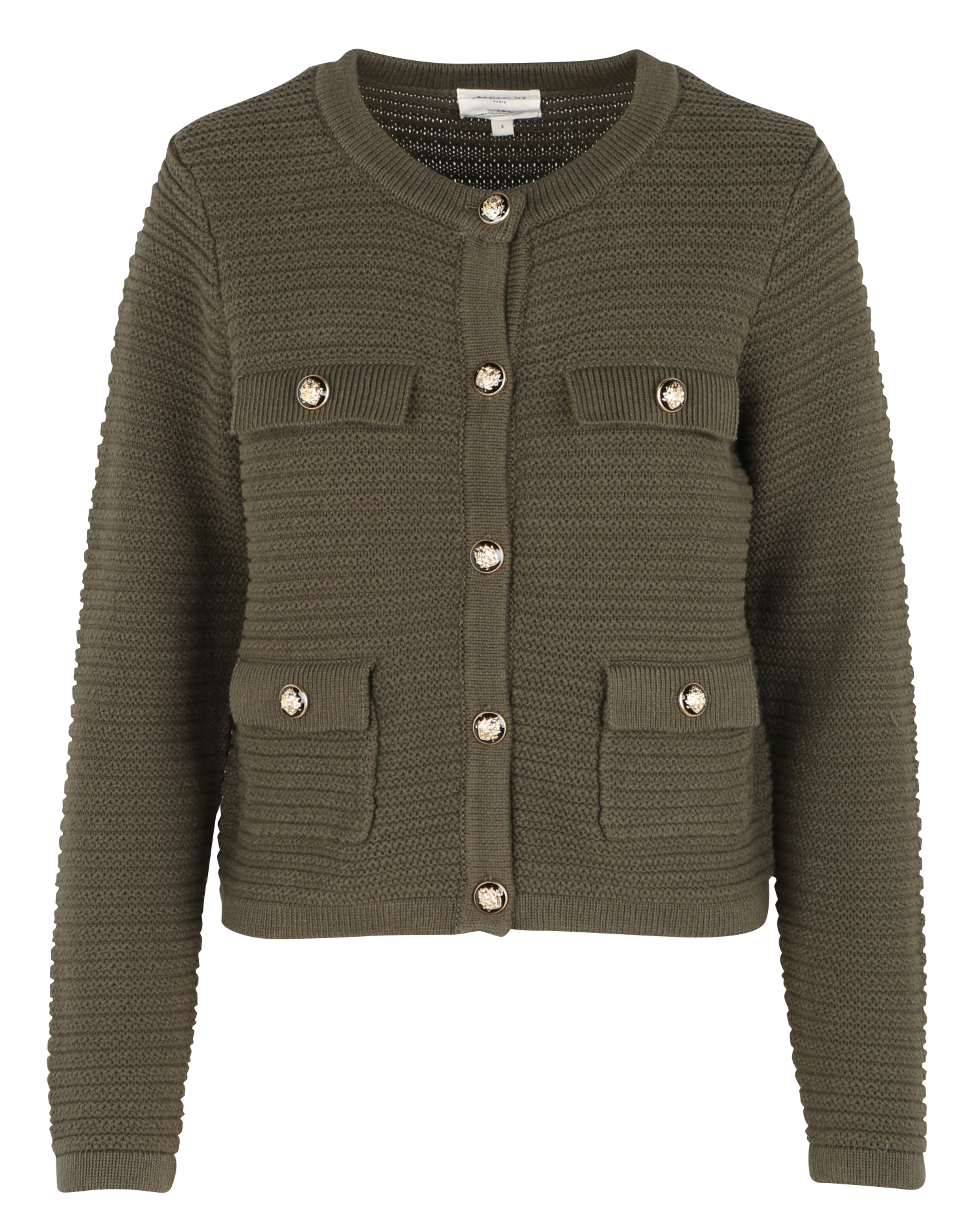 LILY - Veste ample col rond en coton mélangé | Vert