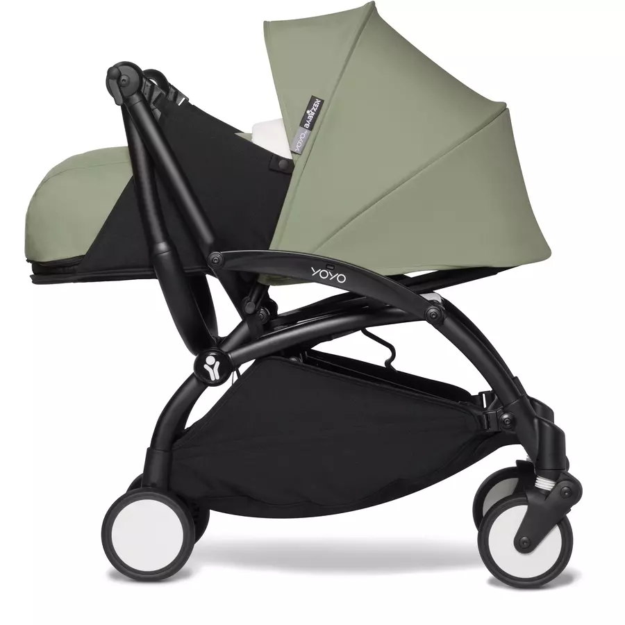 BABYZEN Kinderwagen YOYO2 0+ Black mit Neugeborenenaufsatz Olive
