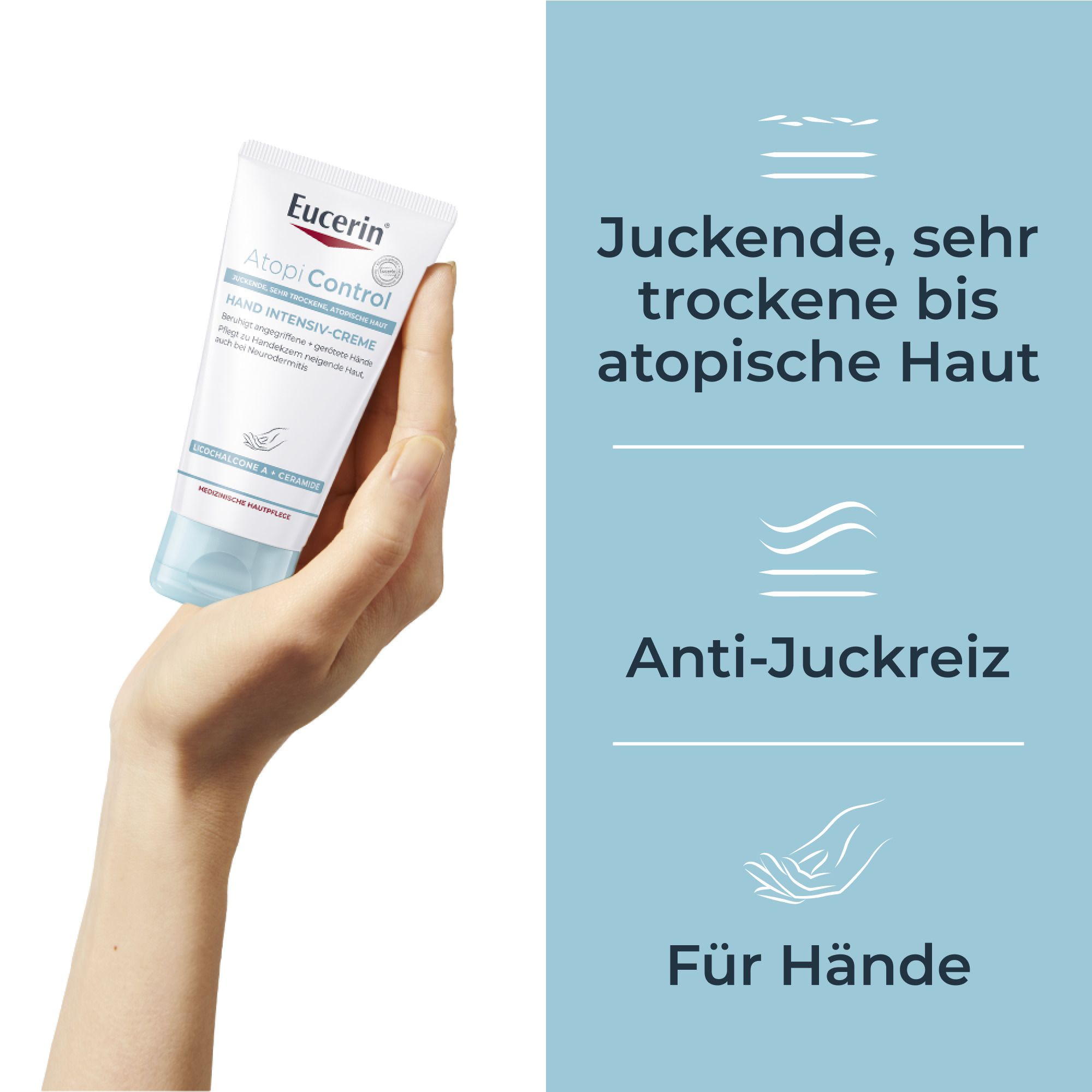 Eucerin® AtopiControl Hand Intensiv-Creme – Regenerierende Pflege für angegriffene & trockene Hände