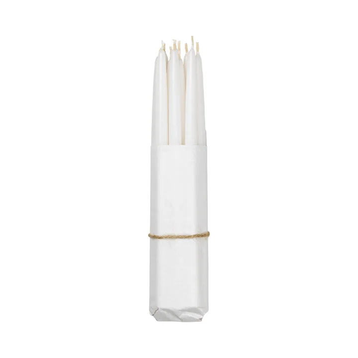 Broste Copenhagen - Tapers getauchte Spitzkerze, Ø 1,2 cm, pure white (10er-Set)