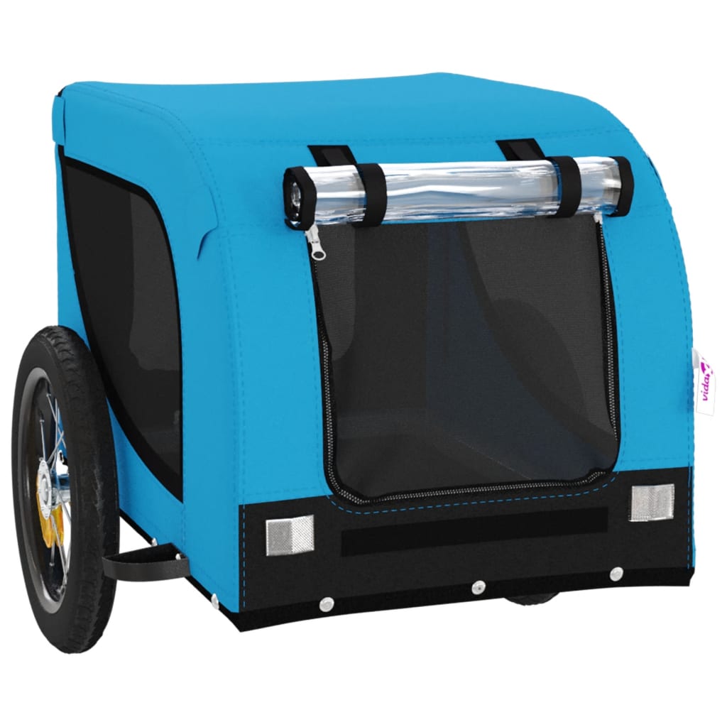 vidaXL Reboque para Cães de Bicicleta em Tecido Oxford Azul e Preto