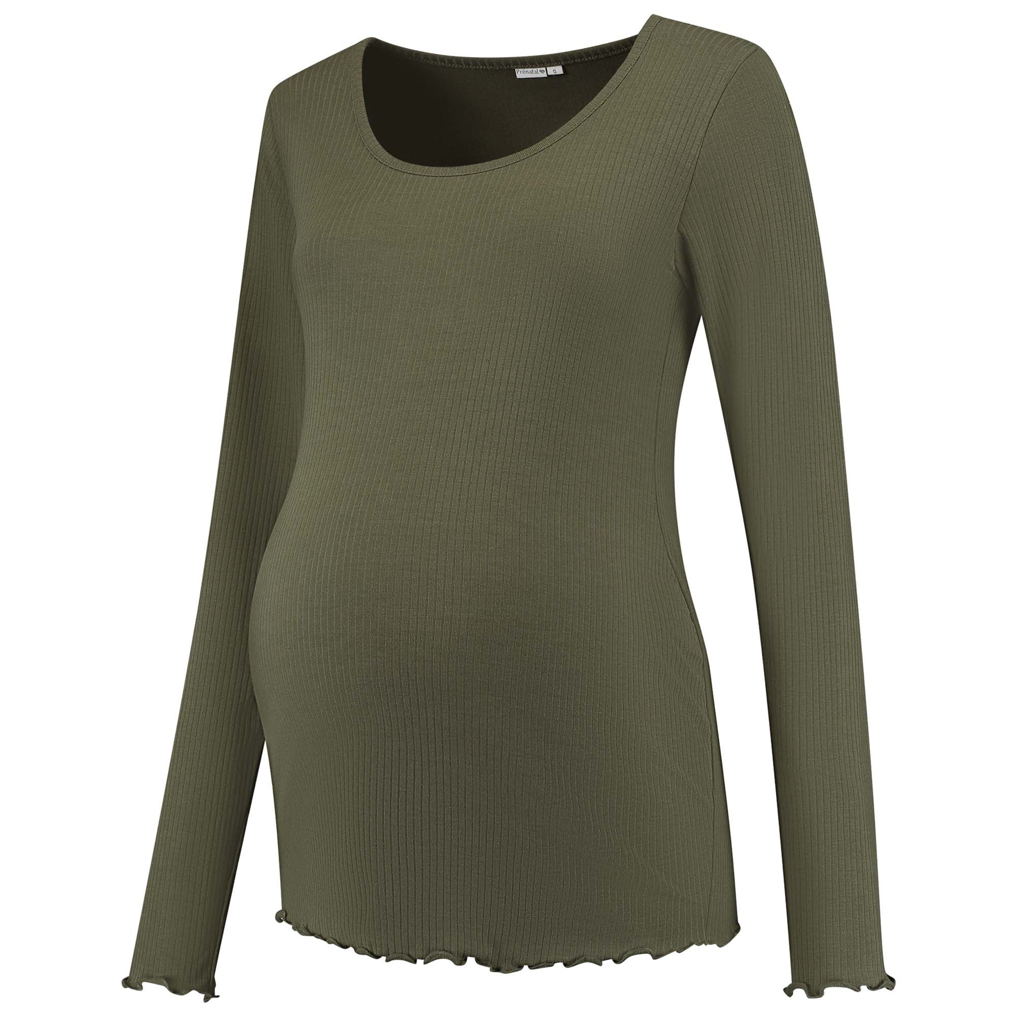 Prénatal zwangerschapsshirt lange mouwen effen groen