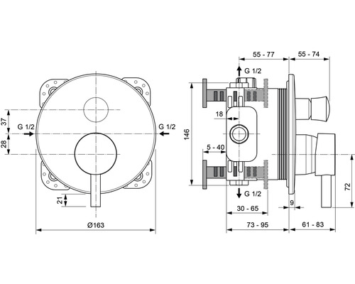 Ideal Standard inbouw badkraan CERALINE zijdezwart mat A7389XG