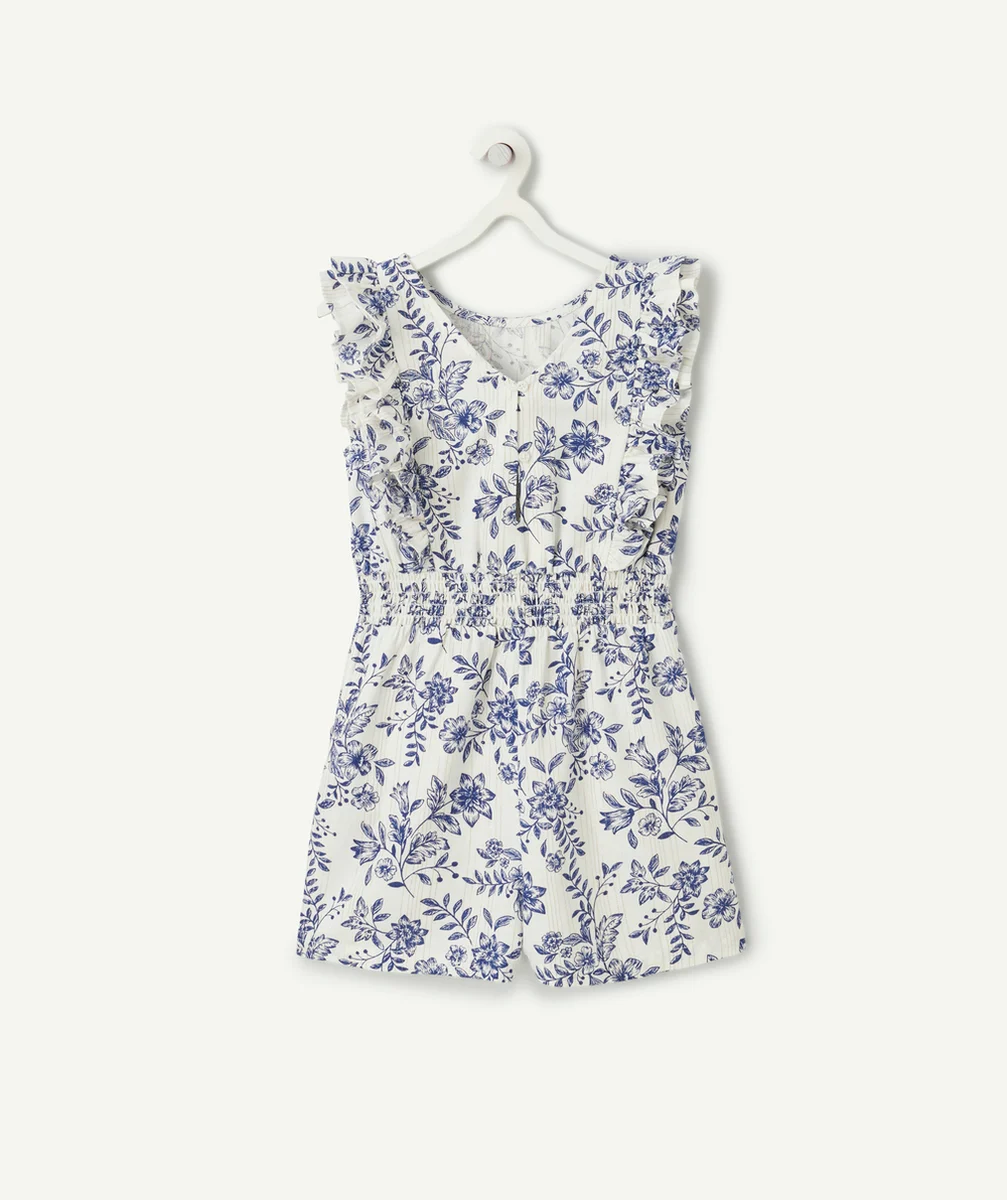 combishort fille en viscose responsable imprimé à fleurs