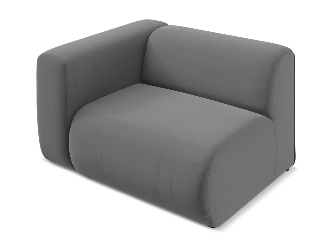 Module avec accoudoirs gauche en velours - gris - EKAHI